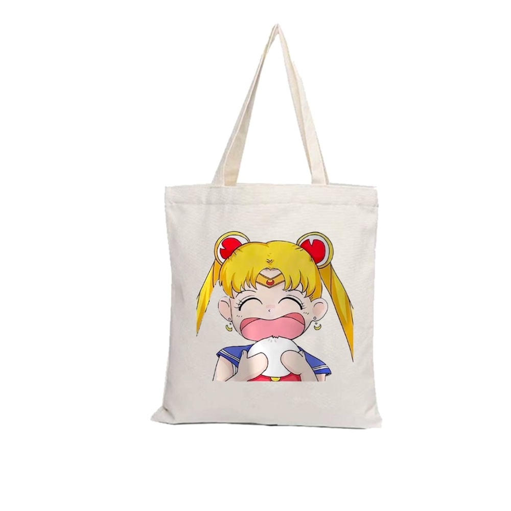 Sailor Moon Eating Bun White Tote Bag